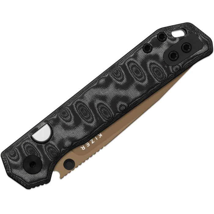 Kizer V3458.2BDA8 Begleiter 2.9 (BD1N, Sunset Metal PVD, Drop Point, Vortex Pattern Micarta, Multicolored) Folding Knife