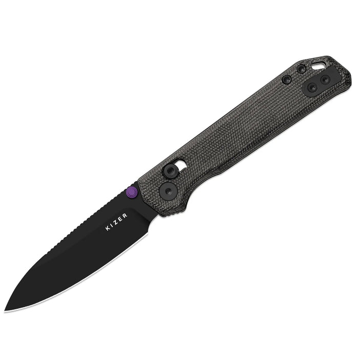 Kizer V3458.2CDA1 Begleiter 2.9 (BD1N, Drop Point, Black PVD, Norplex UltreX Micarta, Clutch Lock) Pocket Knife
