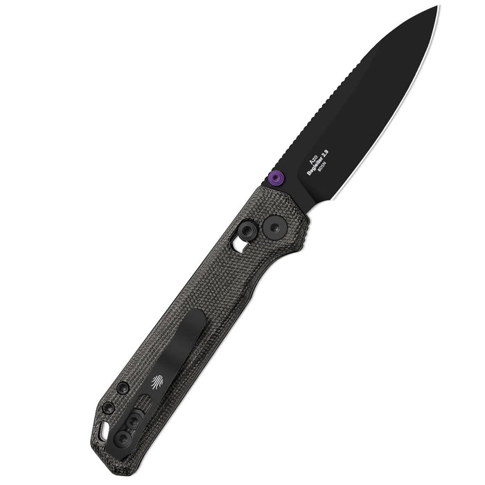 Kizer V3458.2CDA1 Begleiter 2.9 (BD1N, Drop Point, Black PVD, Norplex UltreX Micarta, Clutch Lock) Pocket Knife