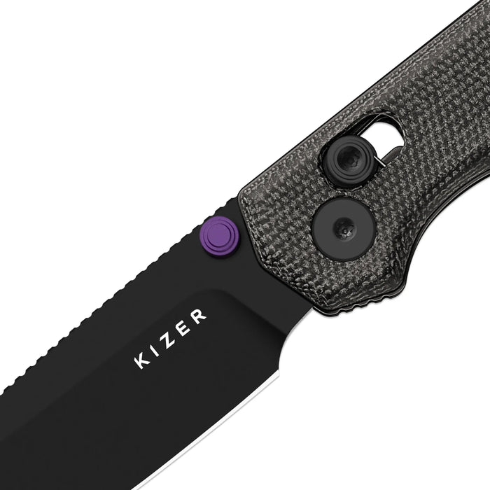 Kizer V3458.2CDA1 Begleiter 2.9 (BD1N, Drop Point, Black PVD, Norplex UltreX Micarta, Clutch Lock) Pocket Knife