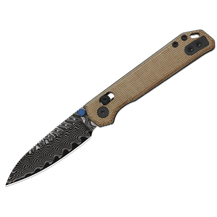 Kizer V3458.2CDA2 Begleiter 2.9 (Damascus, Drop Point, Acid-Washed, Norplex UltreX Micarta, Clutch Lock) Pocket Knife