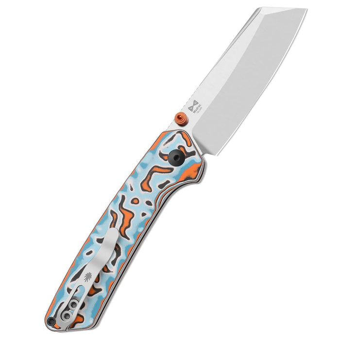 Kizer V3693BSA2 Madrac (14C28N, Sheepsfoot, Satin, Vortex Pattern Micarta, Button Liner Lock) Pocket Knife