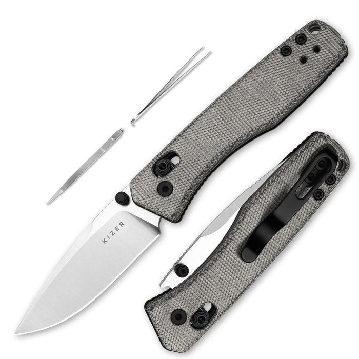 Kizer V3774A1 Aegis (AEB-L, Drop Point, Satin, Micarta) Pocket Knife