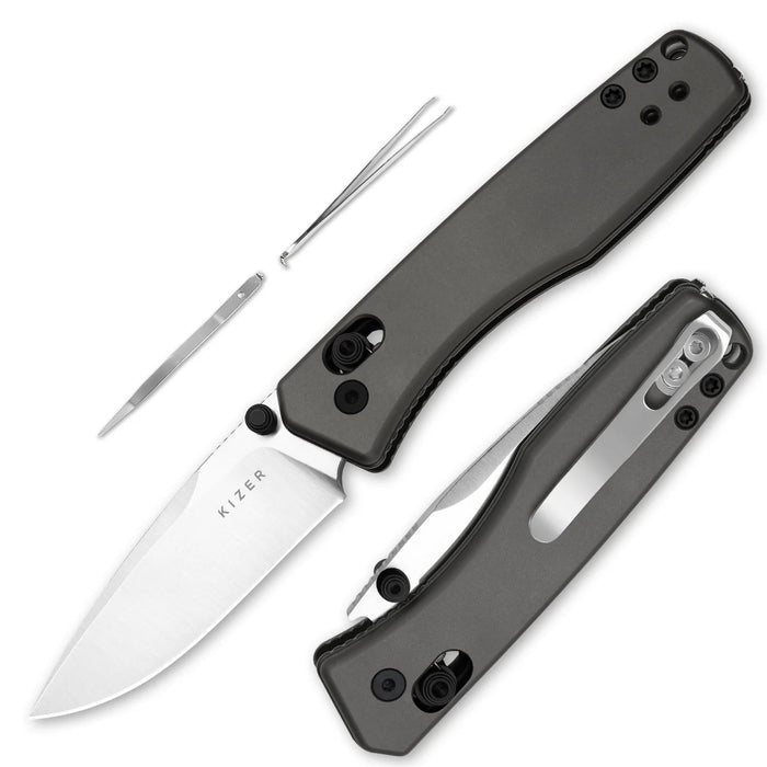 Kizer V3774A4 Aegis (AEB-L, Drop Point, Satin, Aluminum) Pocket Knife