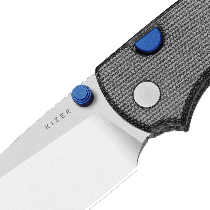 Kizer V3801A1 Glaux (14C28N, Drop Point, Satin, Norplex UltreX Micarta, Button Liner Lock) Pocket Knife