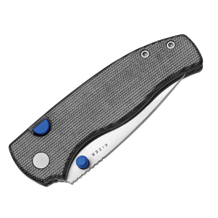 Kizer V3801A1 Glaux (14C28N, Drop Point, Satin, Norplex UltreX Micarta, Button Liner Lock) Pocket Knife