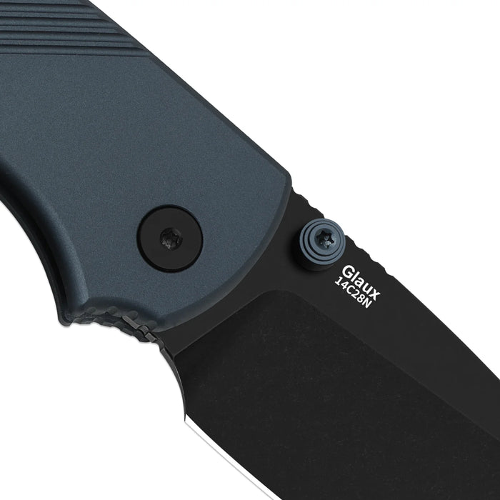 Kizer V3801A3 Glaux (14C28N, Drop Point, Black PVD, Stonewashed, Aluminum, Button Liner Lock) Pocket Knife