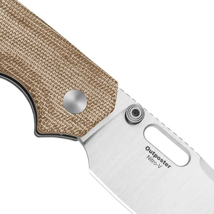 Kizer V3802BDA1 Outposter (Nitro-V, Drop Point, Satin, Norplex UltreX Micarta, Button Liner Lock) Pocket Knife