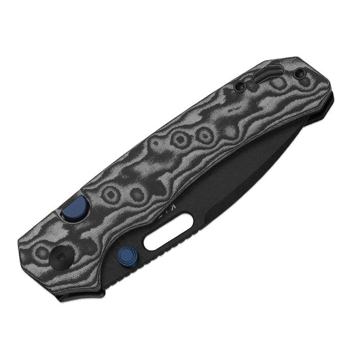 Kizer V3802BDA2 Outposter (Nitro-V, Drop Point, Black PVD, Vortex Pattern Micarta, Button Liner Lock) Pocket Knife