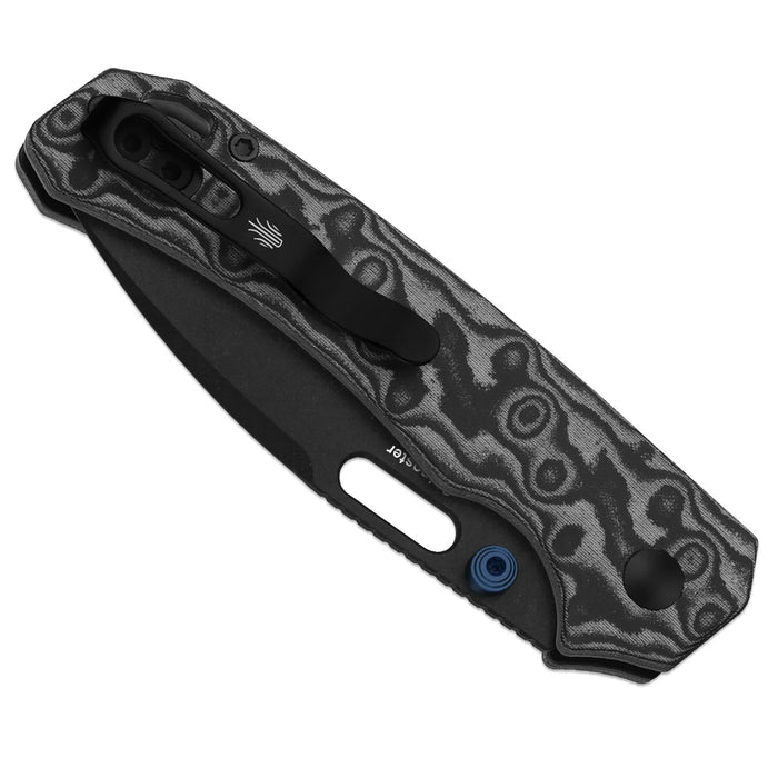 Kizer V3802BDA2 Outposter (Nitro-V, Drop Point, Black PVD, Vortex Pattern Micarta, Button Liner Lock) Pocket Knife