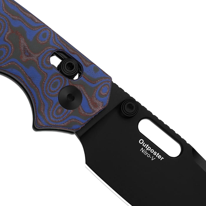 Kizer V3802CDA2 Outposter (Nitro-V, Drop Point, Black PVD, Vortex Pattern Micarta, Clutch Lock) Pocket Knife