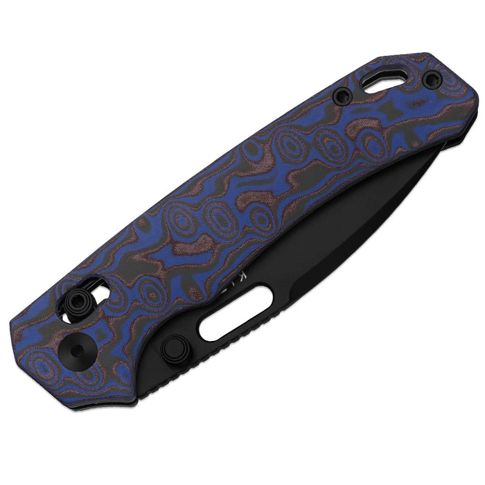 Kizer V3802CDA2 Outposter (Nitro-V, Drop Point, Black PVD, Vortex Pattern Micarta, Clutch Lock) Pocket Knife