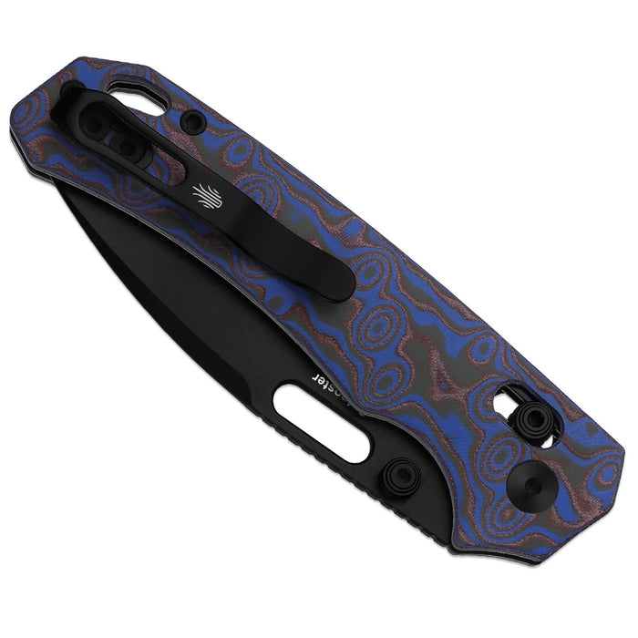 Kizer V3802CDA2 Outposter (Nitro-V, Drop Point, Black PVD, Vortex Pattern Micarta, Clutch Lock) Pocket Knife