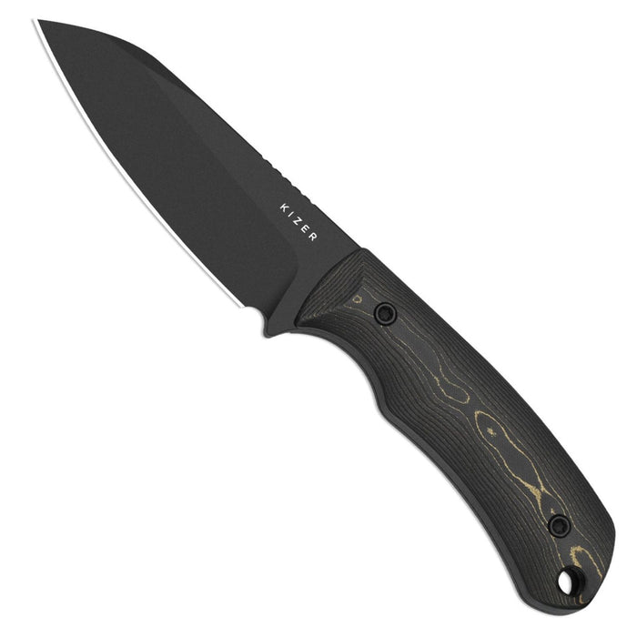 Kizer 1135A1 Field Mouse (CPM 3V, Sheepsfoot, Black Coating, FatCarbon Camo Gold) Fixed Blade Knife