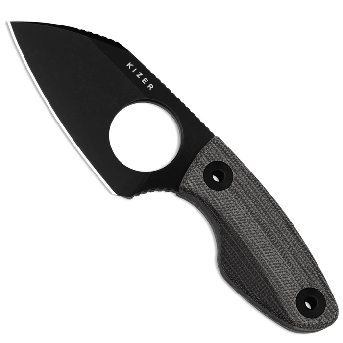 Kizer 1114A1 Nightjar (AUS-10, Sheepsfoot, Black PVD, Stonewashed, Micarta) Fixed Blade Knife