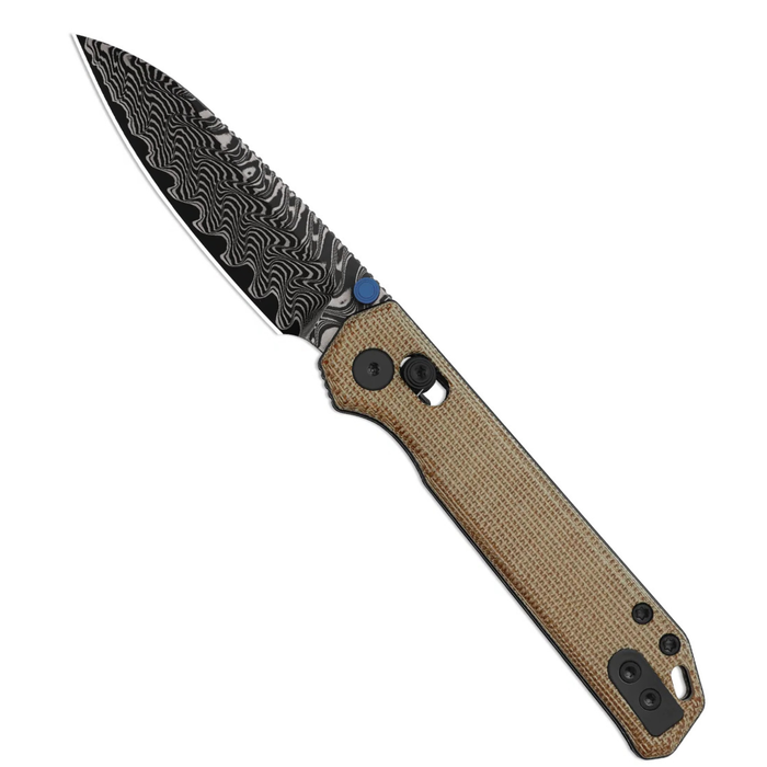 Kizer V3458.2CDA2 Begleiter 2.9 (Damascus, Drop Point, Acid-Washed, Norplex UltreX Micarta, Clutch Lock) Pocket Knife