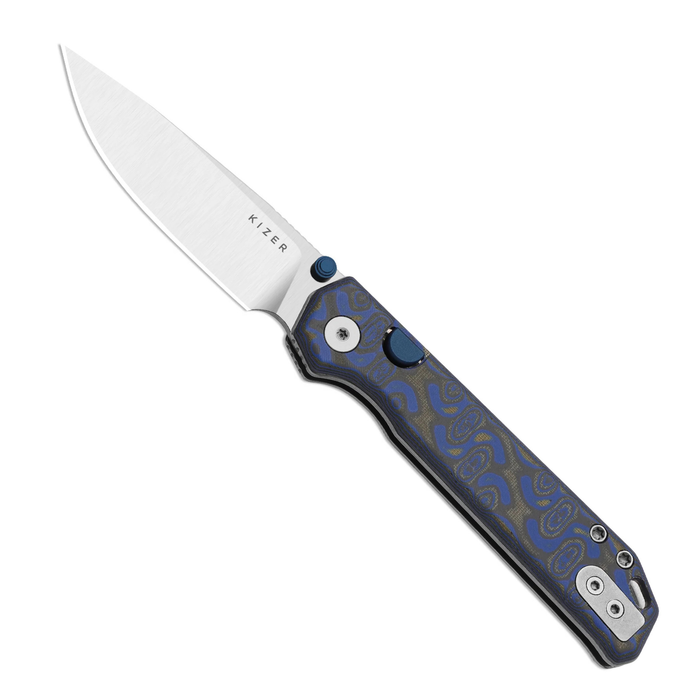 Kizer V3458.2BDA1 Begleiter 2.9 (BD1N, Drop Point, Satin, Vortex Pattern Micarta, Button Liner Lock) Pocket Knife