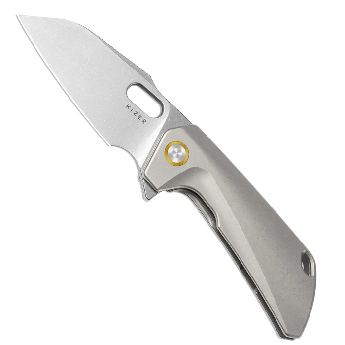 Kizer Ki3701A1 Takahe (S35VN, Sheepsfoot, Stonewashed, Titanium, Frame Lock) Pocket Knife