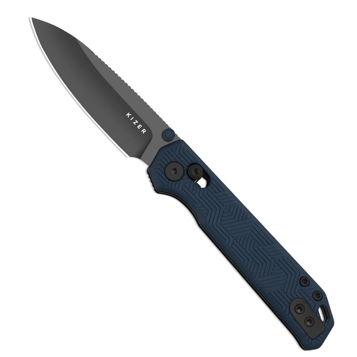 Kizer Ki3458.2CDA1 Begleiter 2.9 (S35VN, Drop Point, Matte DLC Ultra, Blue Aluminum, Clutch Lock) Pocket Knife