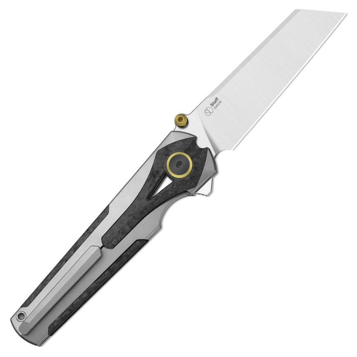 Kizer Ki3795A2 Staff (S45VN, Reverse Tanto, Satin, Titanium & Carbon Fiber, Frame Lock) Folding Pocket Knife