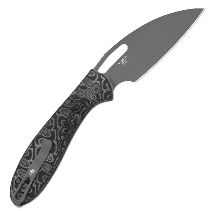 Kizer V3697A2 Masu (14C28N, Drop Point, Gray PVD, Vortex Pattern Micarta, Button Liner Lock) Folding Pocket Knife