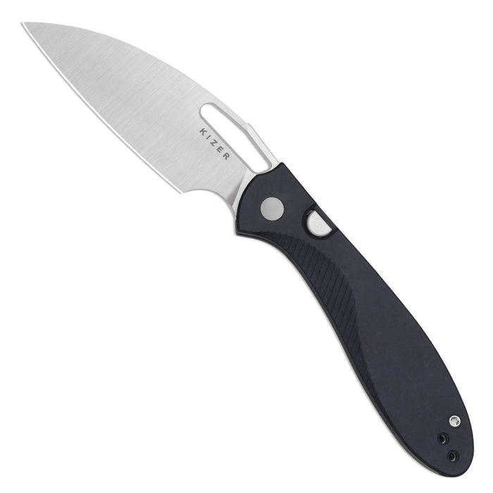 Kizer V3697A1 Masu (14C28N, Drop Point, Satin, Richlite Blue Canyon, Button Liner Lock) Folding Pocket Knife