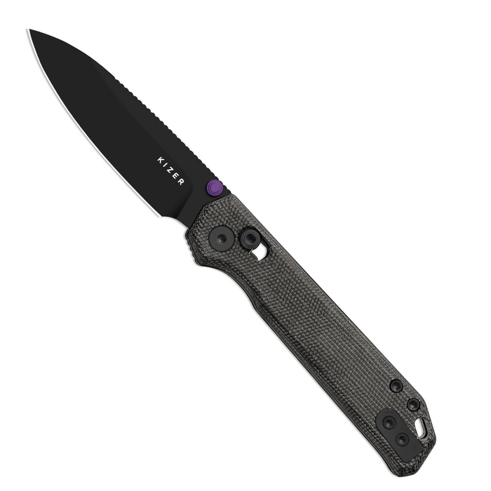 Kizer V3458.2CDA1 Begleiter 2.9 (BD1N, Drop Point, Black PVD, Norplex UltreX Micarta, Clutch Lock) Pocket Knife