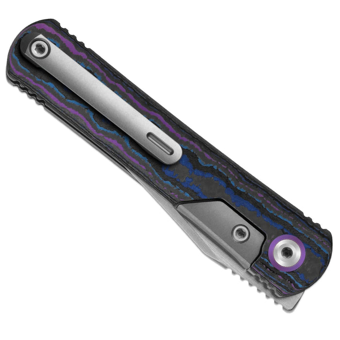 Kizer ZX-3499.3A2 Feist 3 (CPM S90V, Clip Point, Stonewashed & Flat Brushed, Titanium & Camo Carbon Damtanium, Frame Lock) Pocket Knife