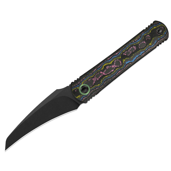 Kizer ZX-3499.3A3 Feist 3 (CPM S90V, Hawkbill, Matte DLC Ultra, Titanium/Camo Carbon Ultimate Warrior, Frame Lock) Pocket Knife