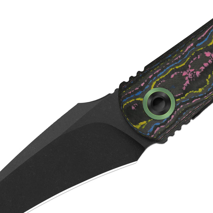 Kizer ZX-3499.3A3 Feist 3 (CPM S90V, Hawkbill, Matte DLC Ultra, Titanium/Camo Carbon Ultimate Warrior, Frame Lock) Pocket Knife