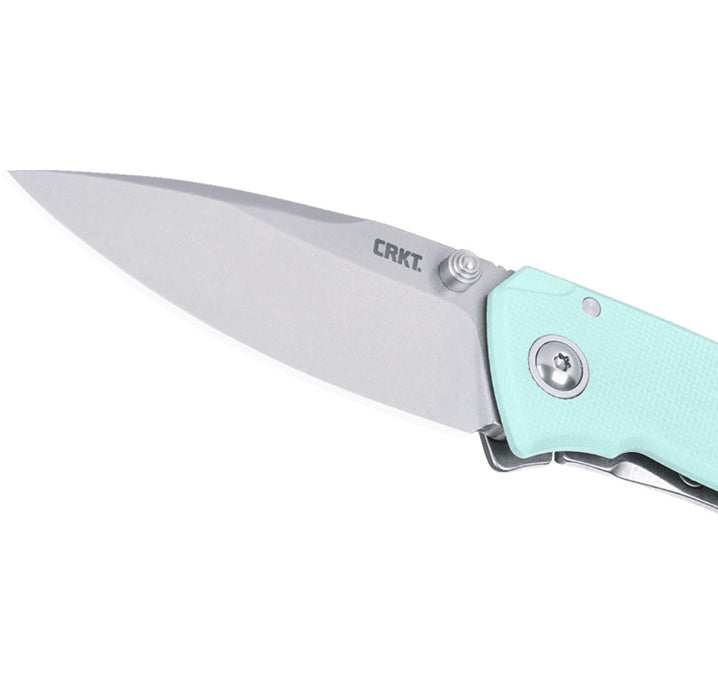 CRKT 2522B Tuna Compact (14C28N, Drop Point, Stonewash, Aqua, G10) Pocket Knife