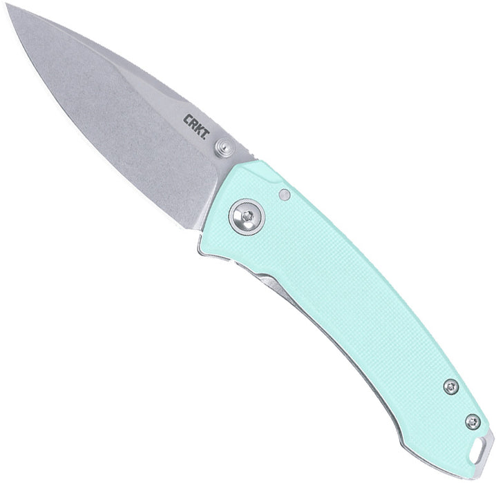 CRKT 2522B Tuna Compact (14C28N, Drop Point, Stonewash, Aqua, G10) Pocket Knife