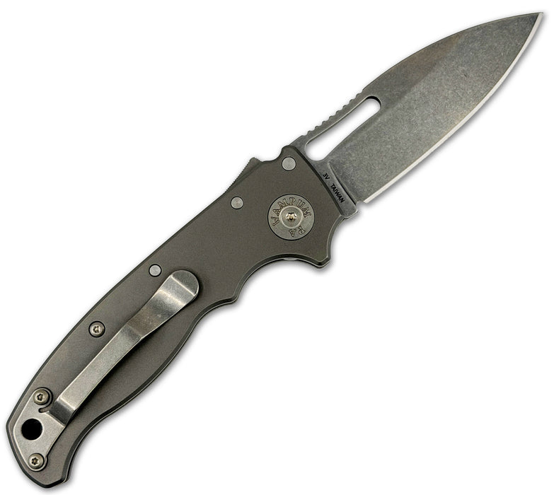 Demko DEM19285 AD20.5 Slicer (3V, Drop Point, Stonewashed, Titanium, Silver) Pocket Knife