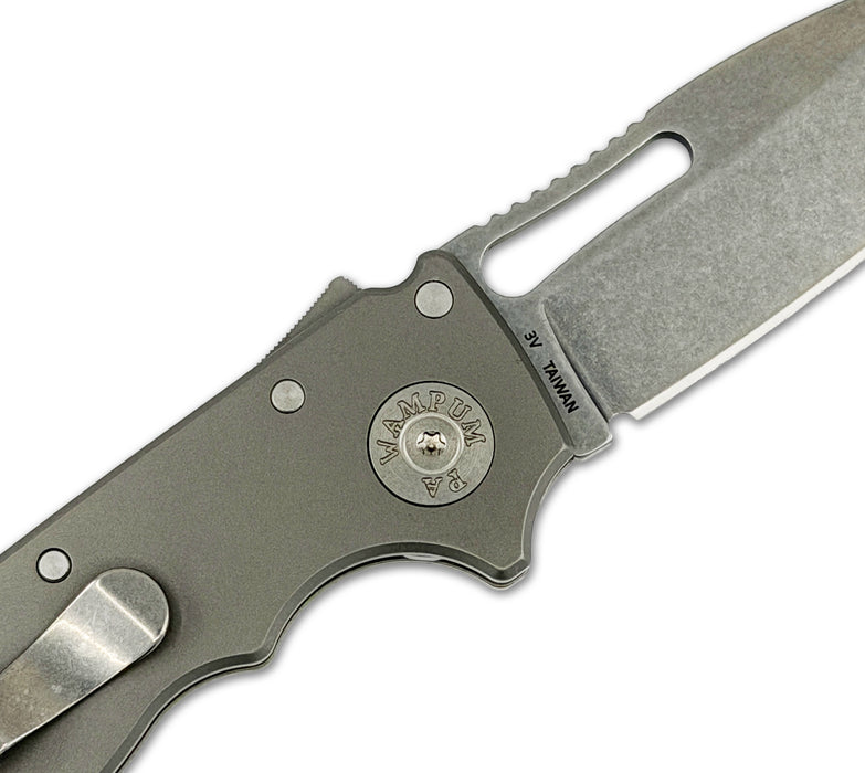 Demko DEM19285 AD20.5 Slicer (3V, Drop Point, Stonewashed, Titanium, Silver) Pocket Knife