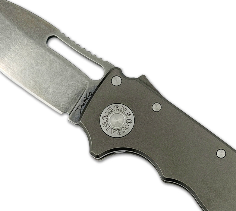 Demko DEM19285 AD20.5 Slicer (3V, Drop Point, Stonewashed, Titanium, Silver) Pocket Knife