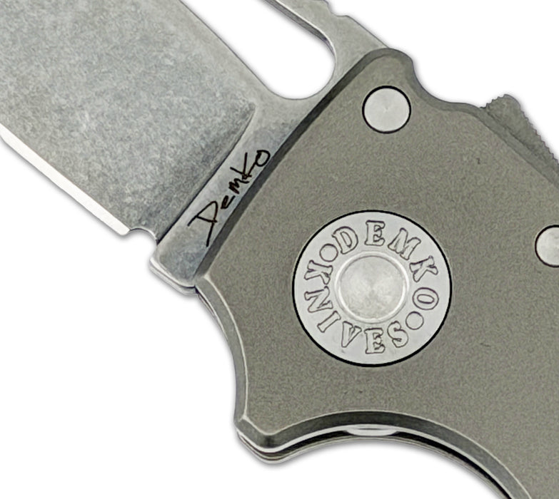 Demko DEM19285 AD20.5 Slicer (3V, Drop Point, Stonewashed, Titanium, Silver) Pocket Knife