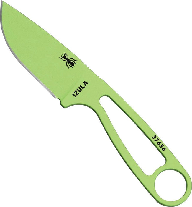 ESEE IZULA (1095 Carbon Steel, Venom Green, Powder Coat, Sheath) Fixed Blade Knife with Survival Kit