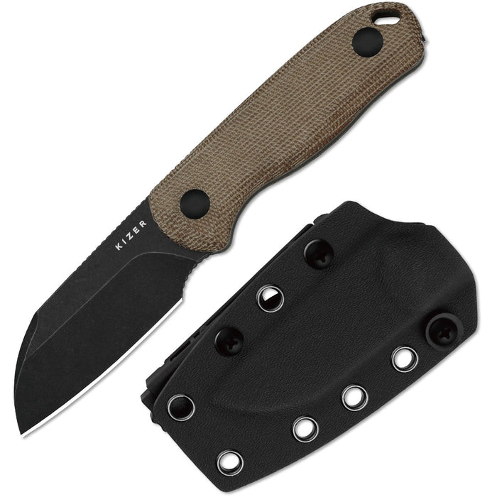Kizer 1093A2 Drop Bear Fix (AEB-L, Sheepsfoot, Stonewashed, Micarta) Fixed Blade Knife