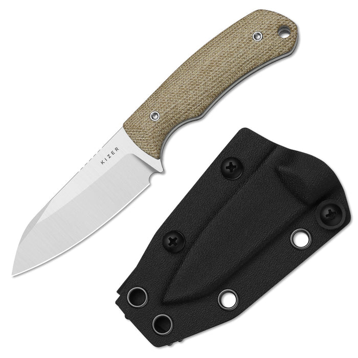 Kizer 1135A4 Field Mouse (14C28N, Sheepsfoot, Satin, Norplex UltreX Micarta) Fixed Blade Knife