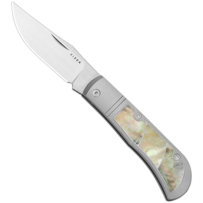 Kizer Ki3761A3 Trestle (S45VN, Clip Point, Brushed, Titanium/Carbon Fiber) Slip Joint Pocket Knife