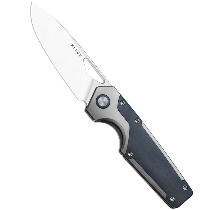 Kizer Ki3759FDA3 Serpentine (M390, Drop Point, Satin, Titanium/Blue Richlite) Pocket Knife