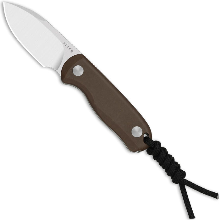 Kizer 1094A2 Drop Bear Fix (14C28N, Drop Point, Satin, Micarta) Fixed Blade Knife