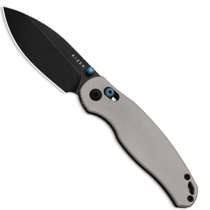 Kizer V3781CDA2 Phoca CD (14C28N, Drop Point, Stonewashed, Aluminum) Pocket Knife