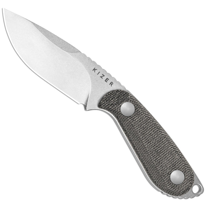 Kizer 1081A8 Buddy (14C28N, Drop Point, Satin, Micarta) Fixed Blade Knife