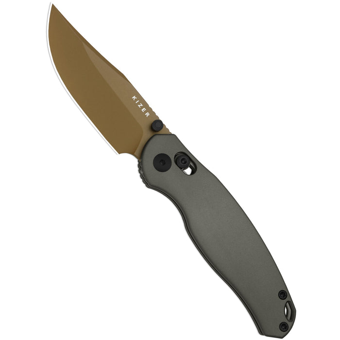 Kizer V3780A2 Phoca CC (AEB-L, Clip Point, PVD, Aluminum) Pocket Knife