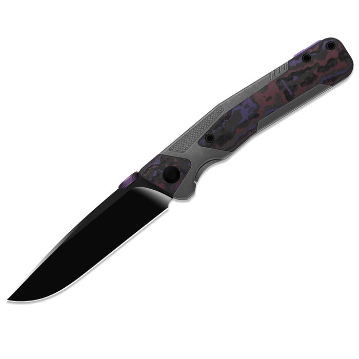 Kizer Ki3745A2 Sable Chief (K390, Drop Point, Matte DLC Ultra, Titanium & FatCarbon Purple Haze, Frame Lock) Pocket Knife