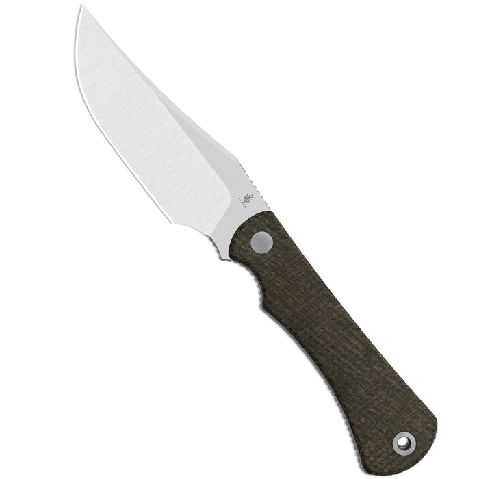 Kizer 1117A1 Field Guide (AEB-L, Satin, Trailing Point, Norplex UltreX Micarta, Brown) Fixed Blade Knife