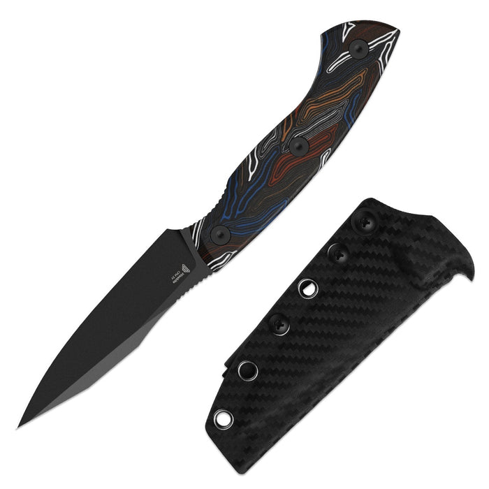 Kizer 1109A1 Hissbite (CPM 3V, Drop Point, Black Coating, Damascus G10) Fixed Blade Knife