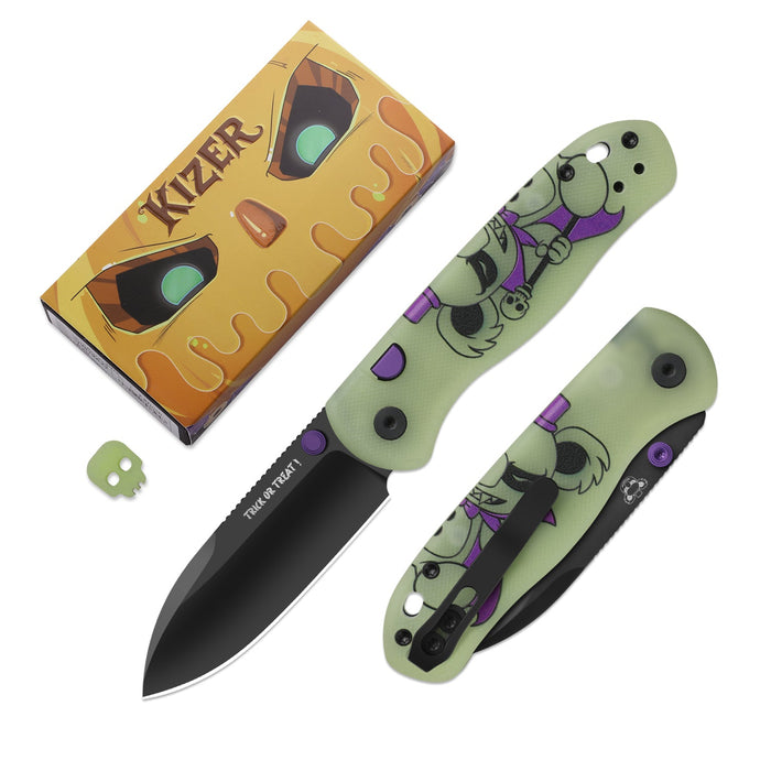 Kizer Ki3619HW1 Drop Bear (ELMAX, Drop Point, Matte DLC Ultra, GID G10, Button Liner Lock) Folding Pocket Knife