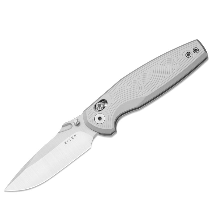 Kizer V3791A3 Khamsin (Nitro-V, Drop Point, Satin, Aluminum, Clutch Lock) Pocket Knife